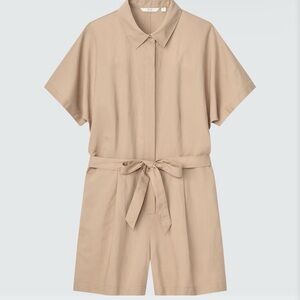 Uniqlo Beige Short Sleeve Jumpsuit